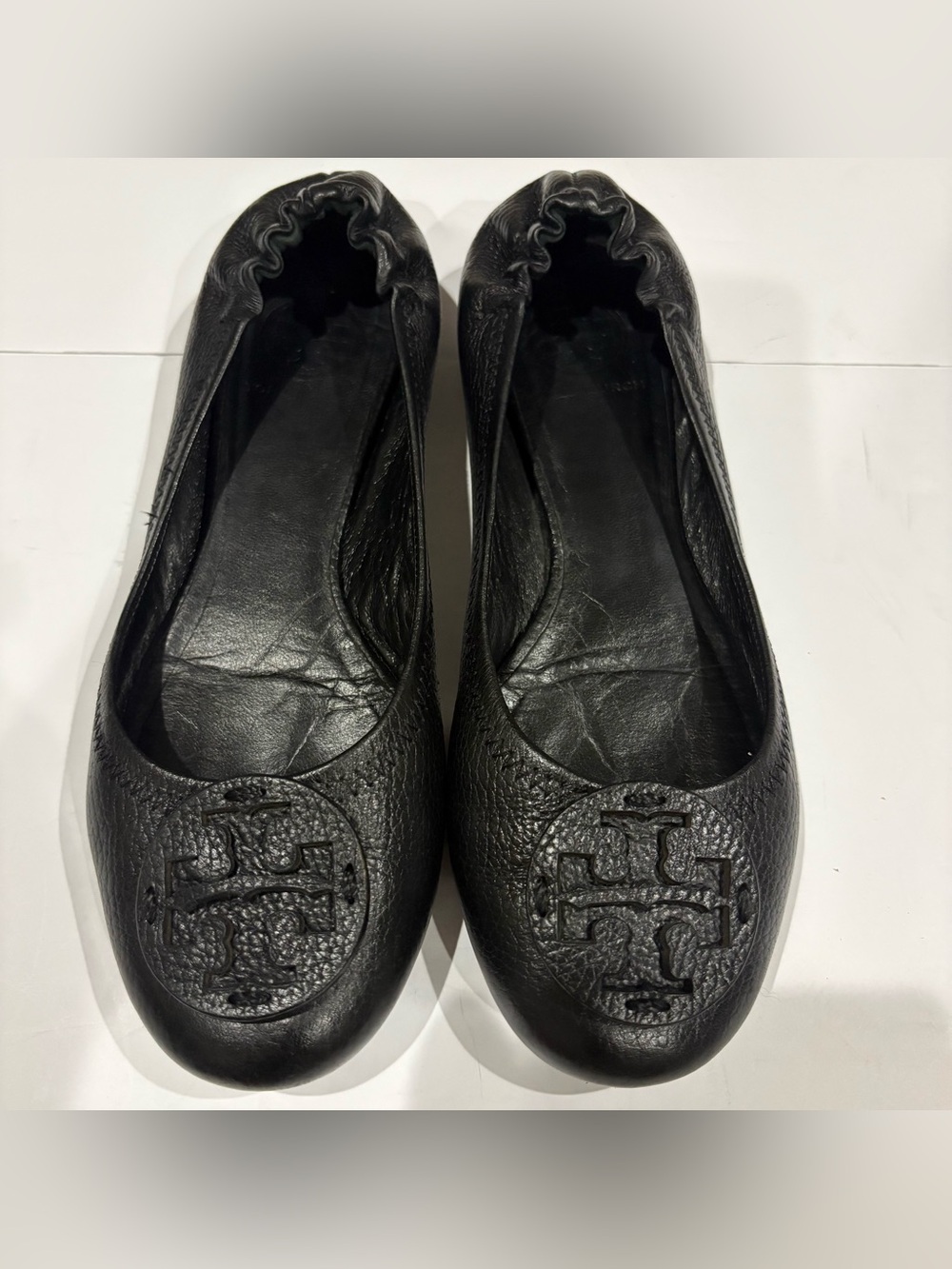Tory Burch Reva Ballet Flats Womens 7 M Black Leather Double T Logo Shoes - Picture 10 of 10